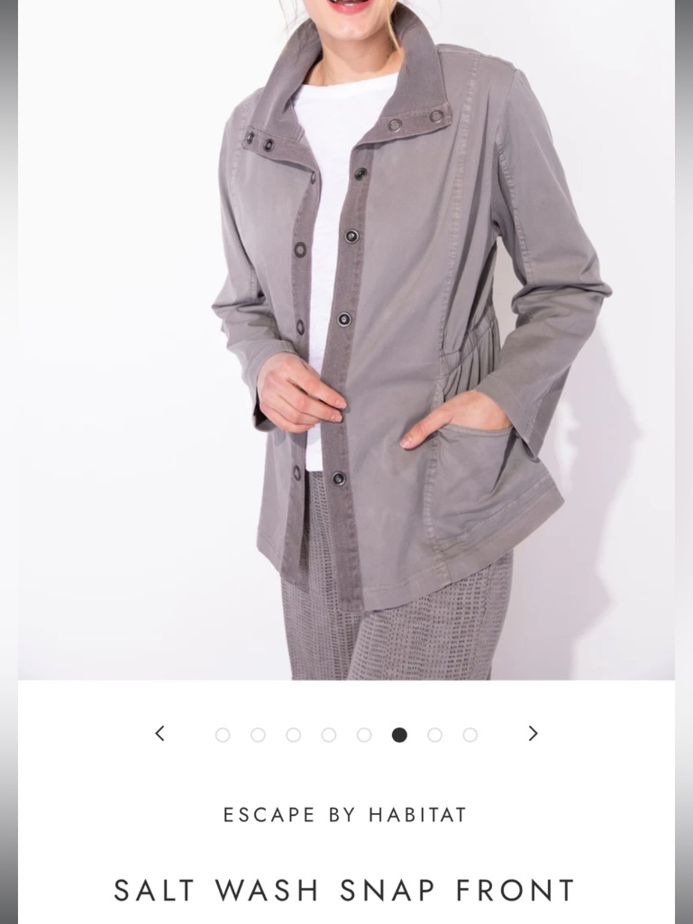 NWT Escape by Habitat Salt Wash Snap Front XL Jacket